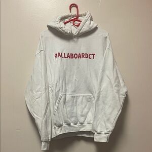 Buffalo Central Terminal #ALLABOARDCT White Hoodie with Red Print